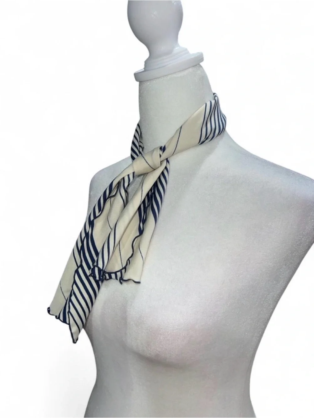 Striped Cream and Navy Scarf